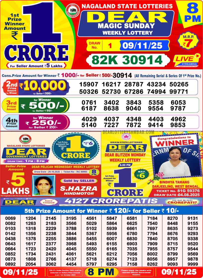 Nagaland state Lottery 10.11.2025