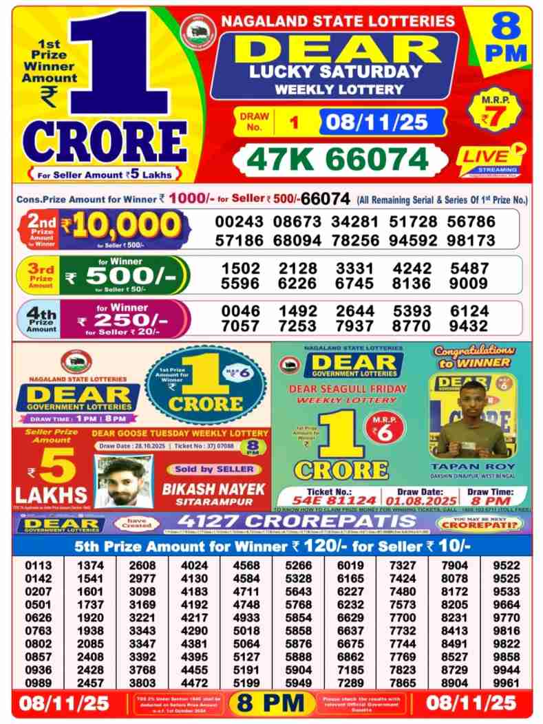 Nagaland state Lottery 08.11.2025